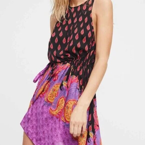 Free People Rendezvous Paisley Boho Multicolor Lightweight Dress Size Medium - Picture 1 of 5